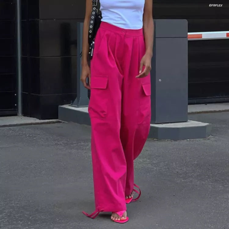 Pink cargo trousers