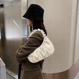 Pleated Baguette Handbag