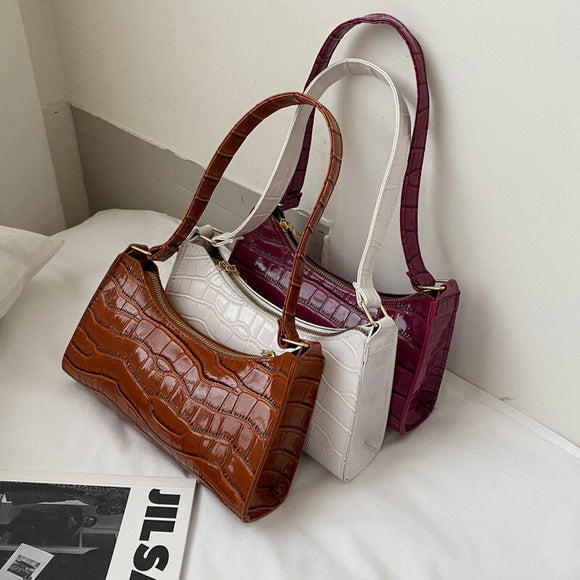 Crocodile Pattern Leather Handbag