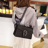 Crocodile Pattern Chain Strap Bag
