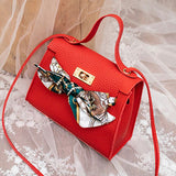 Leather Mini Handbag with Scarf