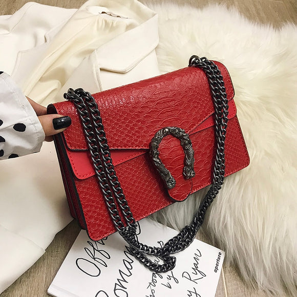 Crocodile Pattern Chain Strap Bag