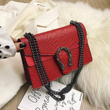 Crocodile Pattern Chain Strap Bag