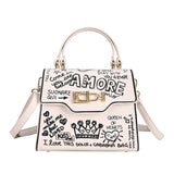 Leather Mini Chain Graffiti Bag