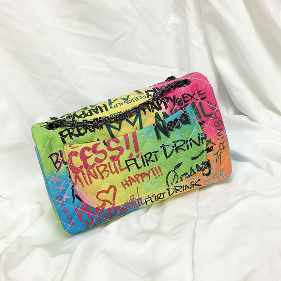 Graffiti Quilted Shoulder Bag
