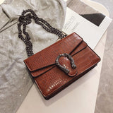 Crocodile Pattern Chain Strap Bag