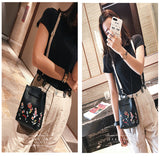 Flower Embroidered Tote Bag