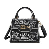 Leather Mini Chain Graffiti Bag