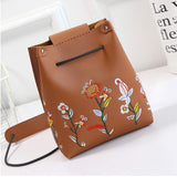 Flower Embroidered Tote Bag