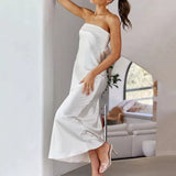 Savannah Strapless Satin Maxi Dress