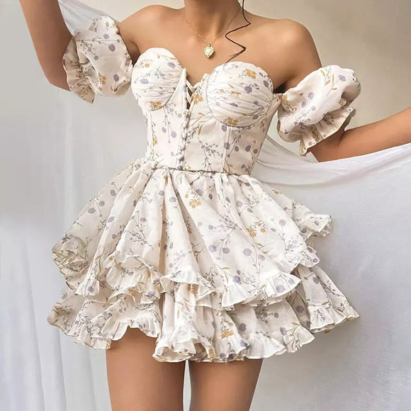 Aurélie Romantic French Ruffle Mini Dress
