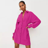 Violet Crinkle Shirt Dress-Anonymous The Company