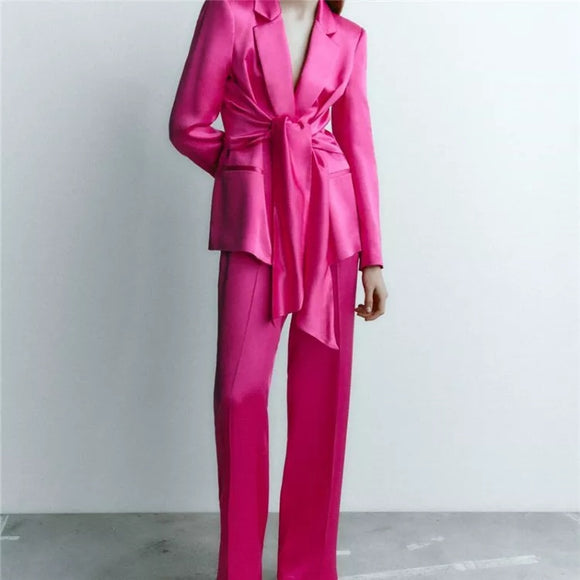 Mazie Monochrome Satin Suit