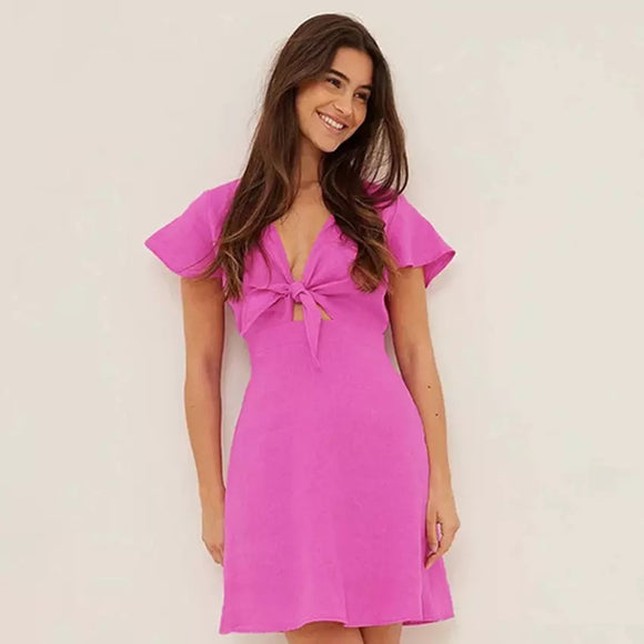 Paisley Bow-tie Mini Dress