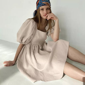 Sophia Backless Linen Midi Dress