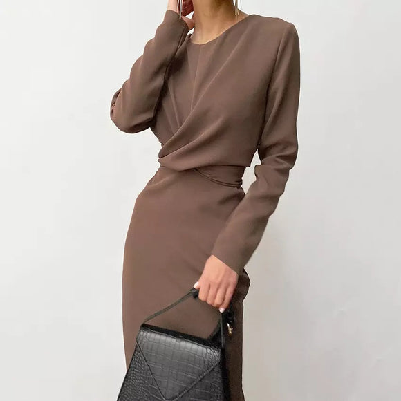 Alexa Wrapped Casual Midi Dress