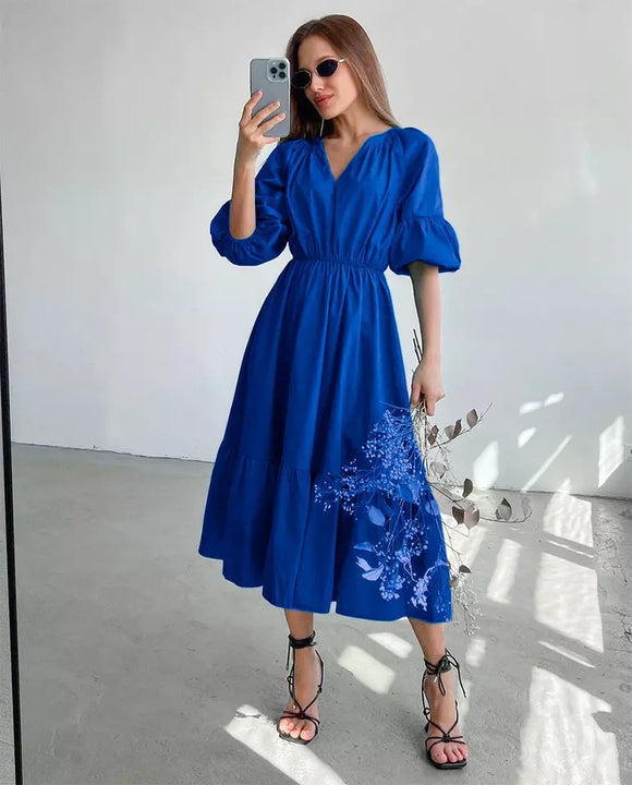 Penelope Puff sleeve Midi Dress