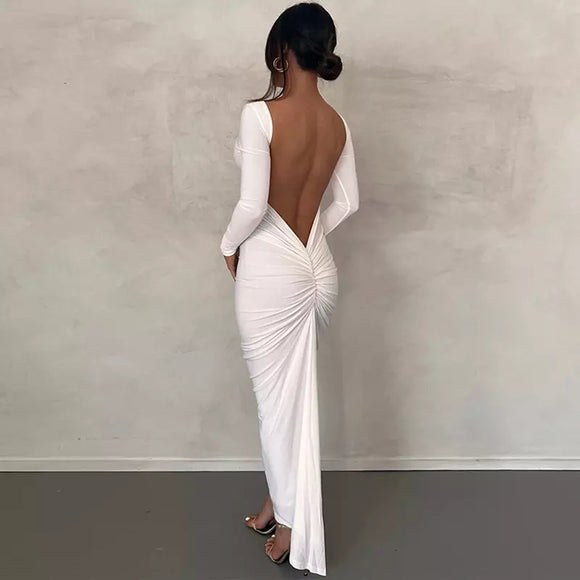 Paris Backless Ruched Maxi Dress-Anonymous The Company