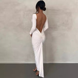 Paris Backless Ruched Maxi Dress-Anonymous The Company