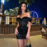 Noelle Mesh Off-the-shoulder Corset Dress