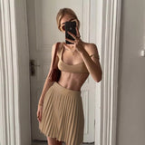 Kaitlyn Pleated Skirt and Bralette Set