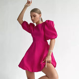 Rachel Puff sleeve Backless Mini Dress