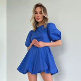 Rachel Puff sleeve Backless Mini Dress