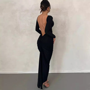 Paris Backless Ruched Maxi Dress-Anonymous The Company