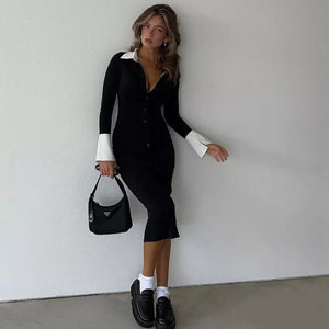 Wednesday Collared Midi Dress-Anonymous The Company