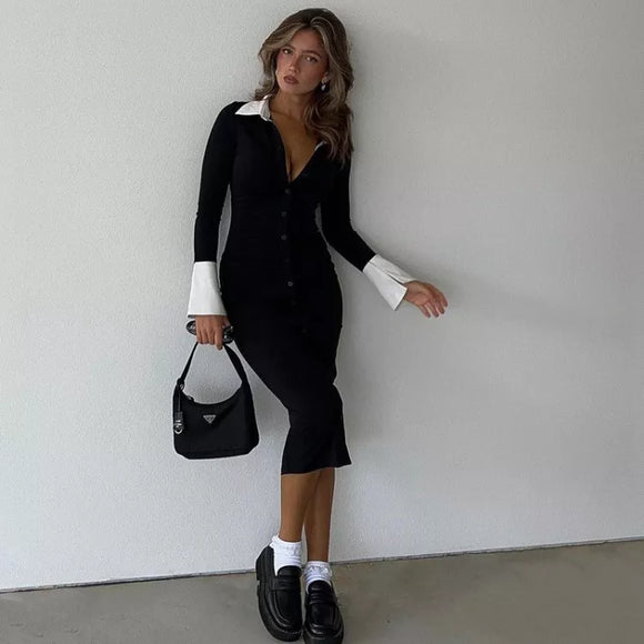Wednesday Collared Midi Dress-Anonymous The Company