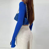 Emily Ribbed Long-sleeve Crop Top