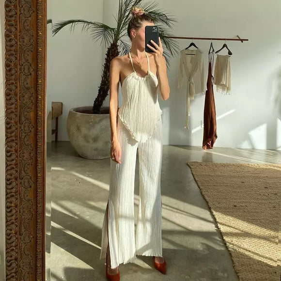 Madison Crinkle Halter Top and Pants