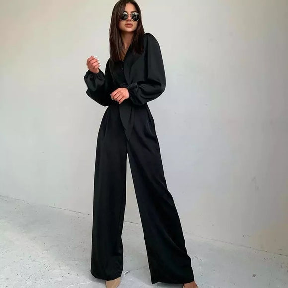 Avery Tie-up Blouse and Trousers Set