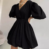 Maya Puff Short-sleeve Mini Dress
