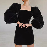 Carly Velvet Puff Sleeve Mini Dress