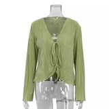 Olivia Pleated Tie-up Cardigan-Anonymous The Company