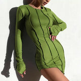 Tiana Asymmetrical Patchwork Mini Dress-Anonymous The Company