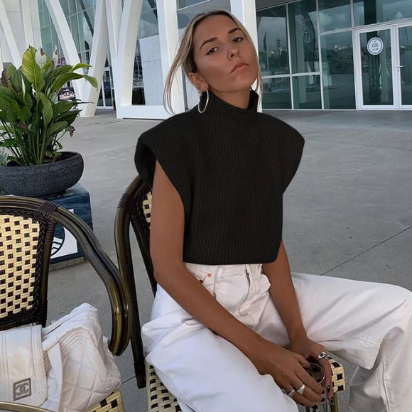 Raquel Turtleneck Short-sleeve  with Shoulder Pads-Anonymous The Company