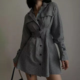 Halle Checkered Mini Shirt Dress