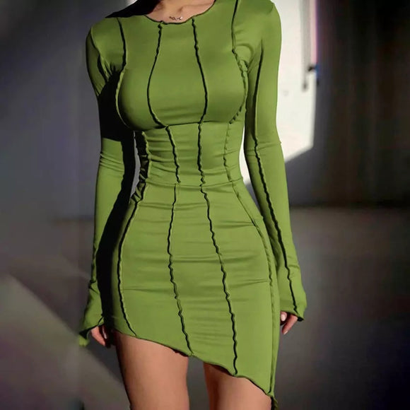 Tiana Asymmetrical Patchwork Mini Dress-Anonymous The Company