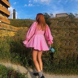 Juliet Checkered V-neck Mini Dress