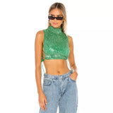 Kendall Sequin Drawstring Cropped Tank Top