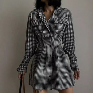 Halle Checkered Mini Shirt Dress