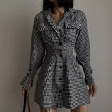 Halle Checkered Mini Shirt Dress