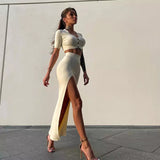 Alexis Knitted High Slit Skirt and Top