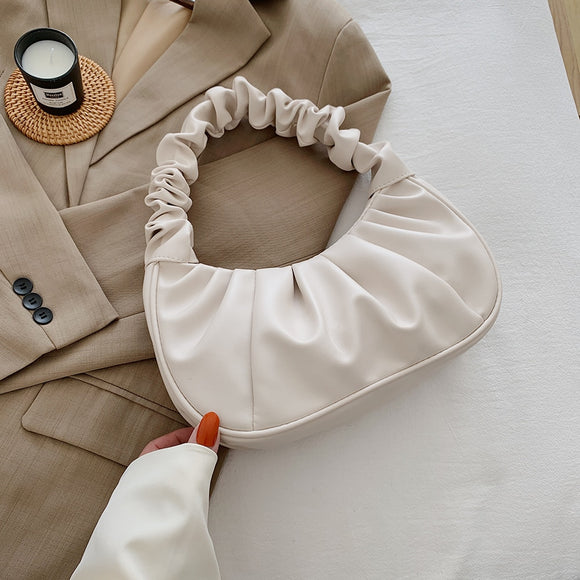 Pleated Baguette Handbag