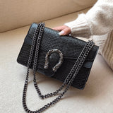 Crocodile Pattern Chain Strap Bag