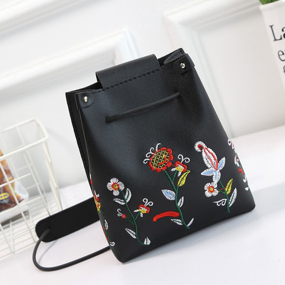 Flower Embroidered Tote Bag
