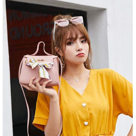 Leather Mini Handbag with Scarf