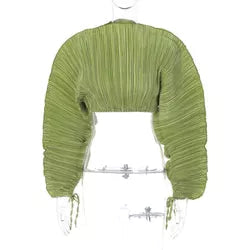 Mandy Pleated Long-sleeve Blouse